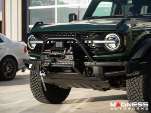 Ford Bronco Winch Mount - High Mount - OE Modular Bumper - Rough Country - PRO9500S Winch - Black Series LED Ford Bronco Winch Mount - High Mount - OE Modular Bumper - Rough Country - PRO9500S Winch - Black Series LED
